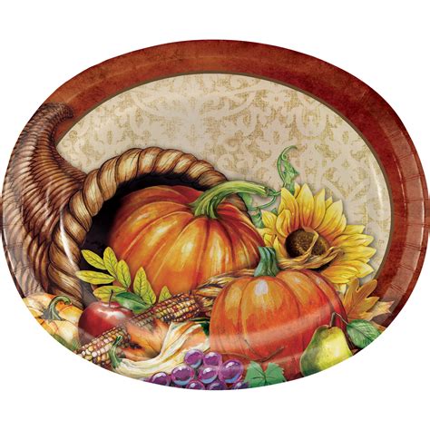 Harvest Thanksgiving Oval Plates 24 Count