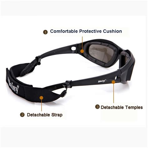 C5 Polarized Army Goggles Military Sunglasses 4 Lens Kit Mens Desert Tactical