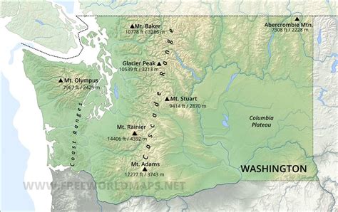 Physical Map Of Washington