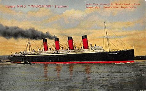 Rms Mauretania Ocean Liner Ship Cunard Line Ship Steamer Unused