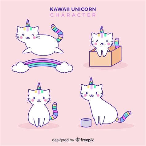 Premium Vector Kawaii Unicorn Collection