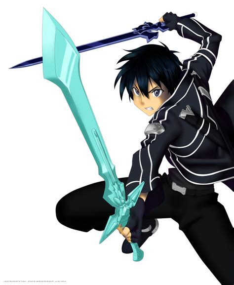 Colored Lineart Kirito Dual Blades By Xenneon By