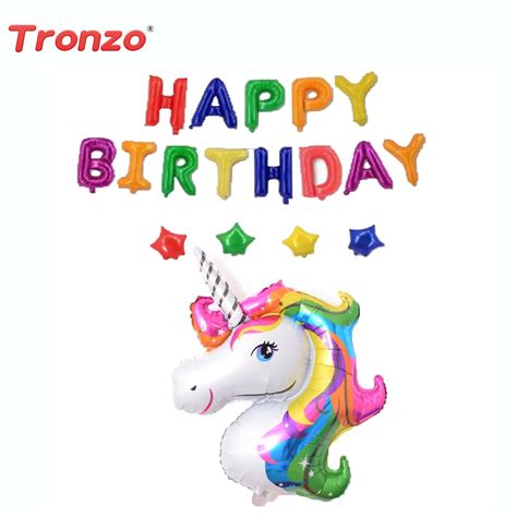 Tronzo 18pcs Colorful Unicorn Happy Birthday Balloon Birthday Party