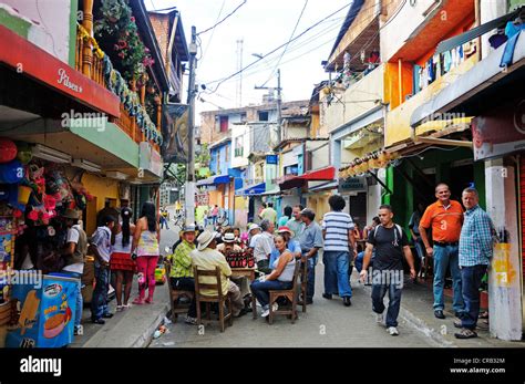 People Celebrating In The Streets Slums Comuna 13 Medellin Colombia