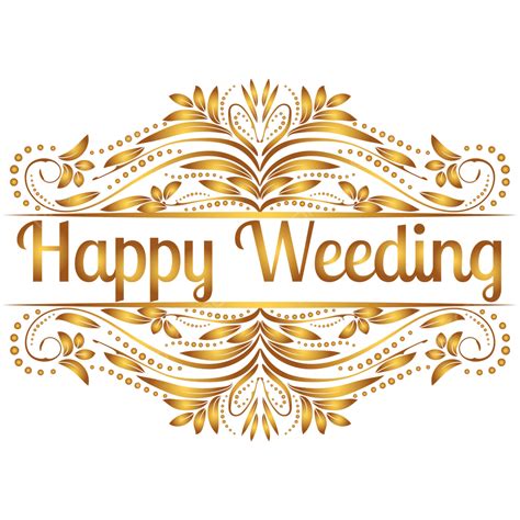 Happy Wedding Ornament With Gold Vintage Border Title Frame Happy