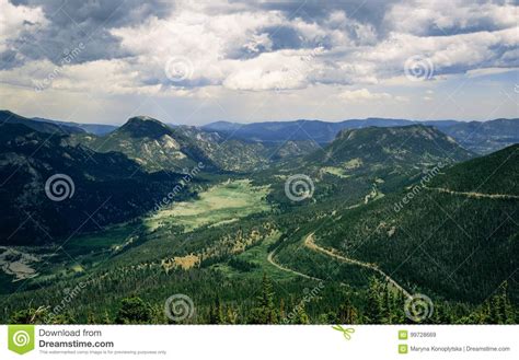 Green Valley Among The Peaks Of The Rocky Mountains Stock Image Image