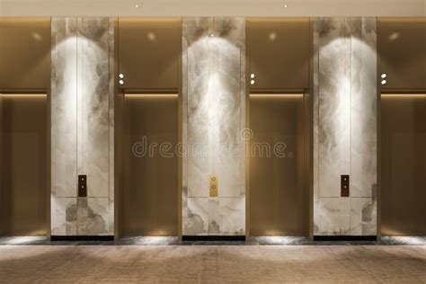 3d Rendering Modern Steel Elevator Lift Lobby In Business Hotel With