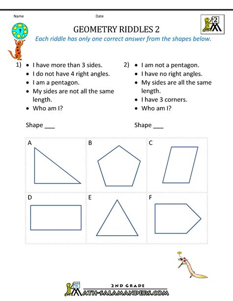 Geometry Worksheets For Th Grade