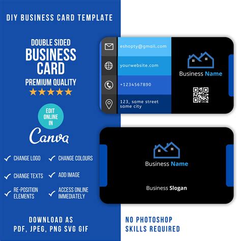Business Card Template Business Card Design Canva Template Etsy