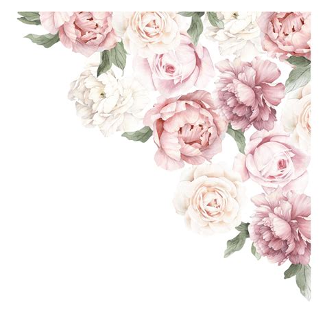Peony Rose Corner Wall Decal Etsy Wall Decals Peonies Flower Wall Decor
