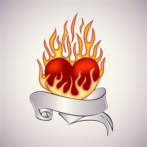 Flaming Heart Vector Illustration — Stock Vector © Splinex 6568791