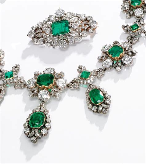 An Antique Emerald And Diamond Parure 19th Century Antique Emerald