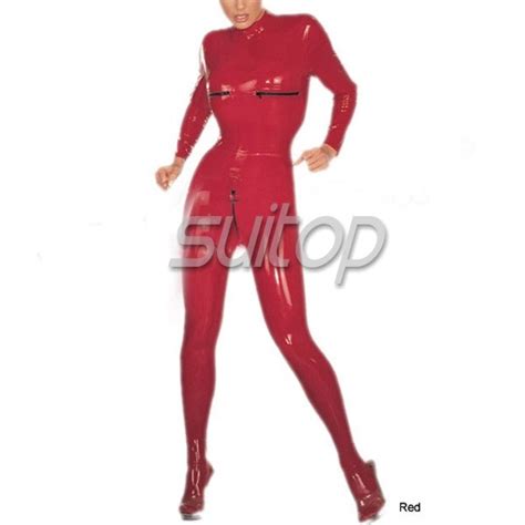 Womens Latex Catsuit With Bust Zip And Back Zip To Crotch