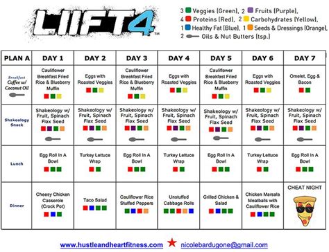 Liift 4 Week 1 Meal Plan With Recipes Beachbody Meal Plan Meal