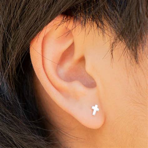 Sterling Silver Tiny Cross Post Earrings 5x4mm