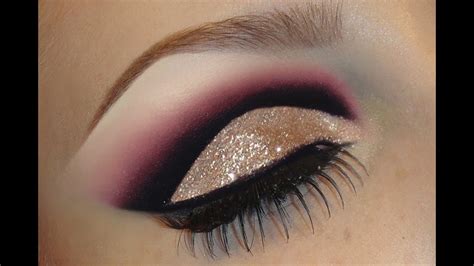 Gold Glitter Dramatic Cut Crease Makeup Tutorial Black With Pink