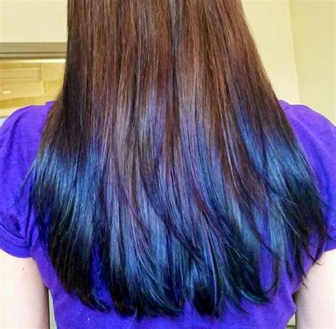 Brown Hair With Blue Dip Dye