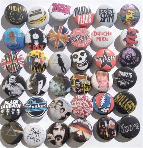 Rock Retro Buttons 80s 90s Lot Punk Grunge Music Pins Band Merch