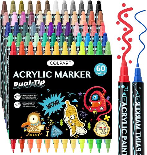 Colpart Acrylic Paint Markers Colors Dual Tip Acrylic Paint Pens Paint Markers For Rock