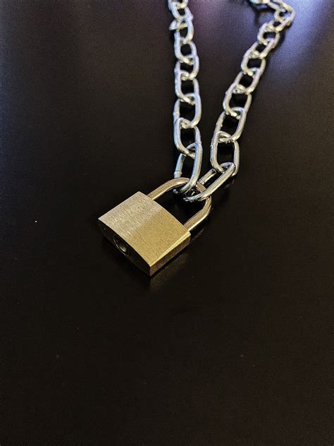 Padlock Chain Necklace 18 Approx Unisex Grunge Etsy