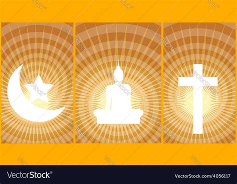 Three Great Religions Buddhism Christianity Islam Vector Image