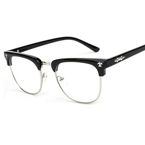 vintage semi rimless eyewear brand designer women square eyeglass frame stylish men optical