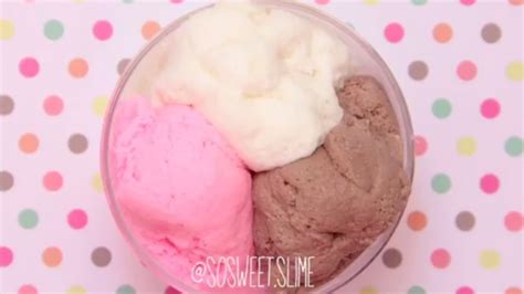 Pink Neapolitan Dream Cream White And Brown Cloud Slime With Ice Cream