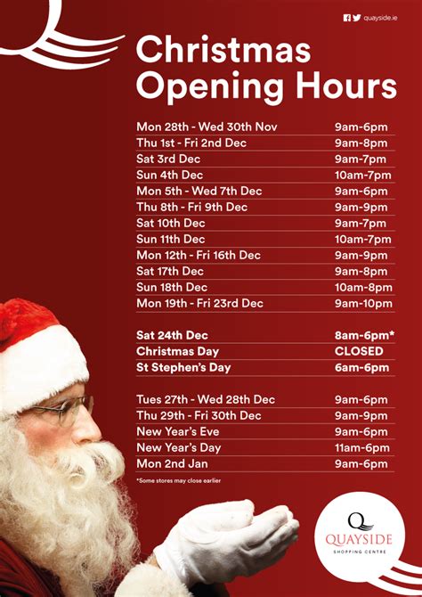 9735-Christmas-Opening-Hours-ART - Quayside Shopping Centre, Sligo