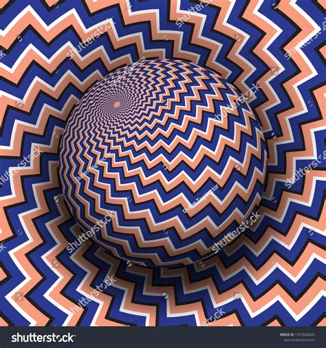 Optical Illusion Hypnotic Vector Illustration Blue Pink Zigzag Stripes