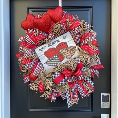 Leopard Print Valentines Wreath Heart Wreath For Front Door Etsy