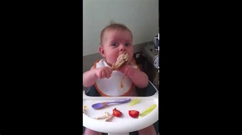 Baby Led Weaning Chicken Leg 6 Months Old Youtube