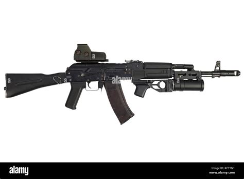 Modern Kalashnikov Ak 74m Assault Rifle With Holographic Weapon Sight