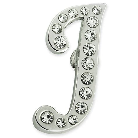 Pinmart S Silver Plated Rhinestone Alphabet Letter J Lapel Pin You Can Get Additional Details