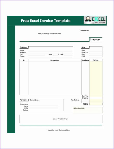 10 Microsoft Excel Invoice Template Free Download Excel Templates