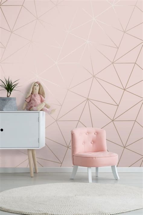 Zara Shimmer Metallic Wallpaper Soft Pink Rose Gold Bedroom Wall