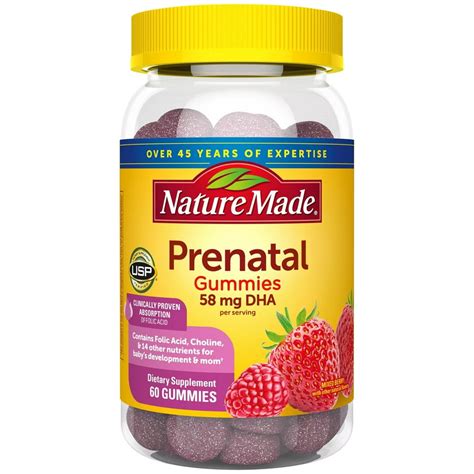 Nature Made Prenatal Gummy Vitamins With Dha Folic Acid Choline 60