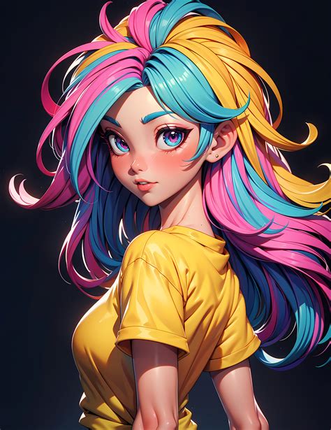 Rainbow Haired Girl By Arczisan On Deviantart