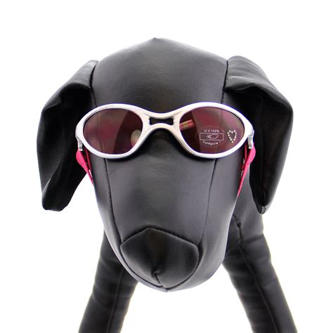 Pet Supplies Doggles K9 Optix Shiny Silver Rubber Frame With Pink Lens