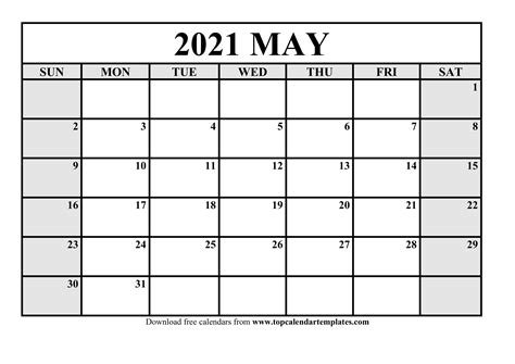 This resource is updated yearly so you will always have access to the new months! Free May 2021 Calendar Printable (PDF, Word) Templates