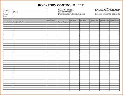 Inventory Sheet Sample