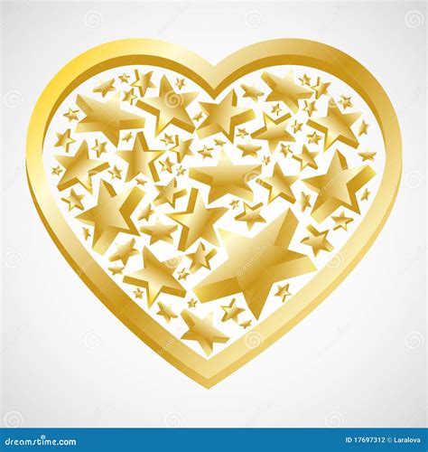 Abstract Gold Heart With Stars For Valentine Card Stock Photography
