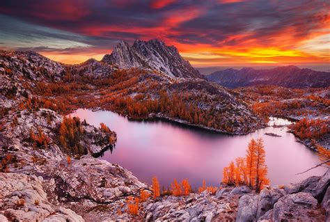 Wallpaper Landscape Forest Fall Mountains Sunset Lake Water Rock Nature Reflection