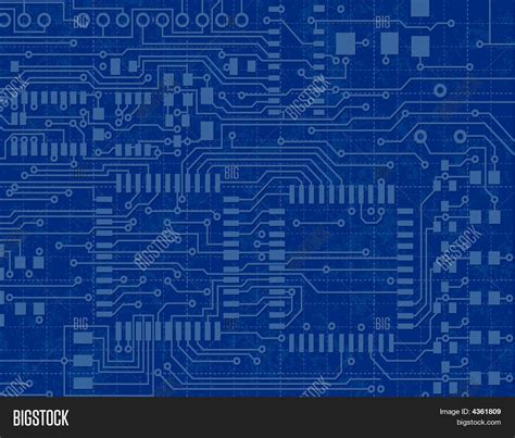 Circuit Board On A Blueprint Background Stock Vector And Stock Photos