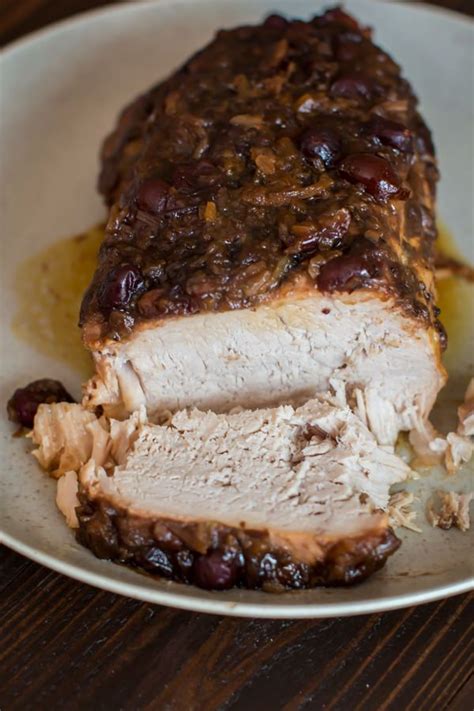 Add the remaining cranberry sauce ot the juices in the slow cooker and stir to combine. Slow Cooker Cranberry Pork Loin | Recipe | Slow cooker ...