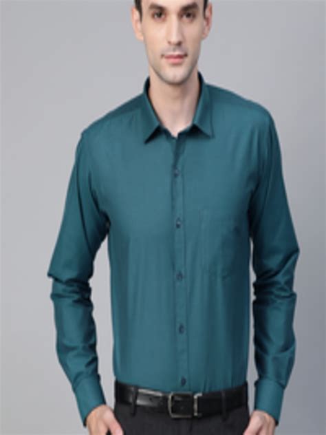 Buy Manq Men Teal Blue Slim Fit Solid Formal Shirt Shirts For Men