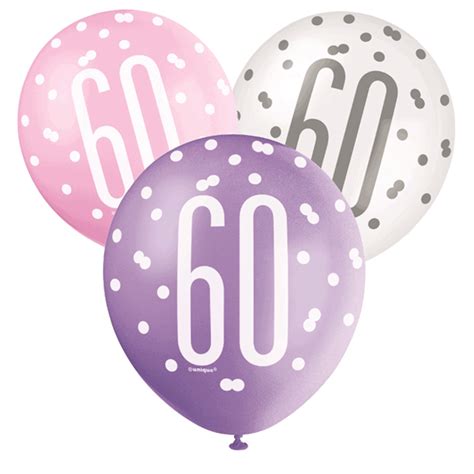 Happy 60th Birthday Balloons Pink Lilac And White Hugs And Kisses