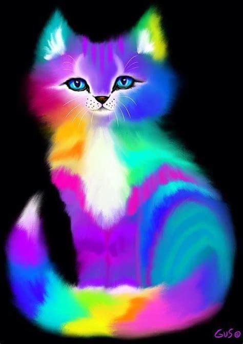 Լღvє♡ Rainbow Kittens Rainbow Cat Neon Rainbow Cool Cats Photo Chat
