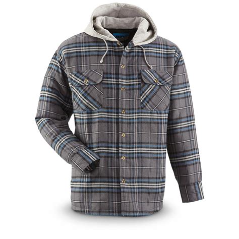 Made of great quality flannel, this jacket comes with full sleeves and a zipper closure to insulate you properly. Men's Quilt-Lined Hooded Flannel Shirt - 665227, Shirts ...