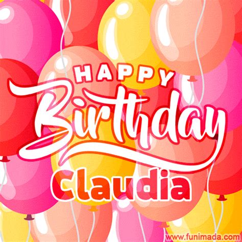 Happy Birthday Claudia Colorful Animated Floating Balloons Birthday