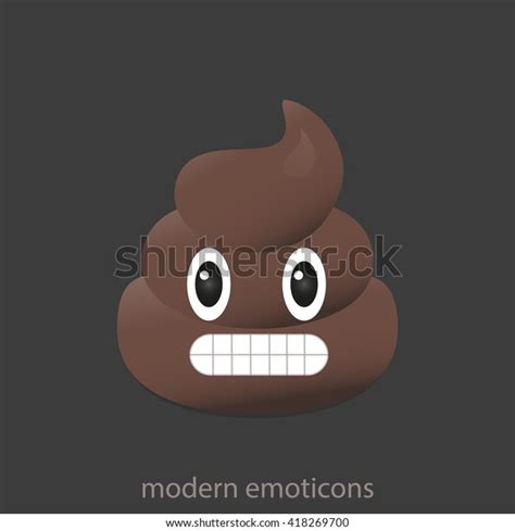 Scary Poo Icon Shit Emoticons Poop Vector De Stock Libre De Regalías